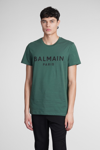 BALMAIN T-SHIRT IN GREEN COTTON