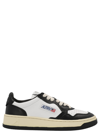Autry 'medalist' White And Black Low Top Sneakers With Logo Patch