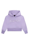 GIVENCHY KIDS' BARBED WIRE LOGO CROP FLEECE GRAPHIC HOODIE