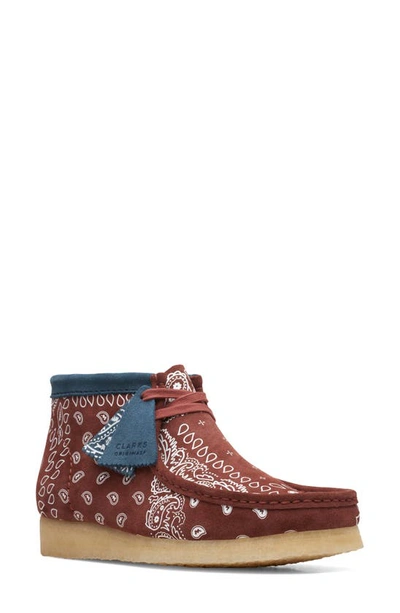 Clarks Wallabee Paisley Boot In Bordeaux