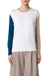 Akris Punto Colorblocked Virgin Wool Sweater In Cream Sky Malt