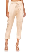 Cami Nyc Carmen Cropped Silk Cargo Pants In Soy