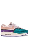 Nike Air Max 1 Canvas-trimmed Rubber And Leather Sneakers In Plum Fog  Fossil  Rose Pink Oxford  Sand