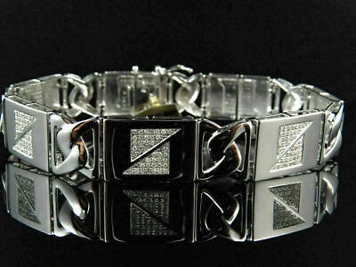 Pre-owned M&s Diamond 14k White Gold Over 3.00ct Round Pave Setting Simulated Diamond Women's Bracelet