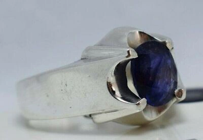 Pre-owned Handmade Mens Sapphire Ring Natural Blue Sapphire Jewelry Sterling Silver Christmas Gift