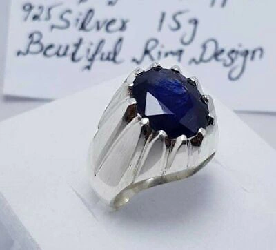 Pre-owned Handmade Sapphire Ring Natural Blue Kashmir Sapphire Stone Jewellery Real Handcrafted