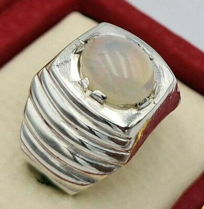 Pre-owned Handmade Mens Opal Ring Beautiful Natural Australian Opal Jewelry Easter Gifts Mens Ring