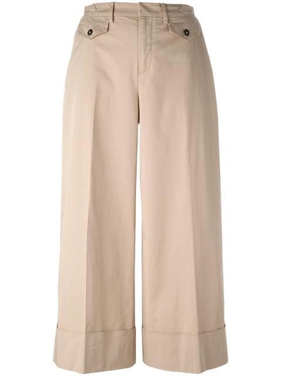 N°21 Wide-legged Cropped Trousers In Neutrals