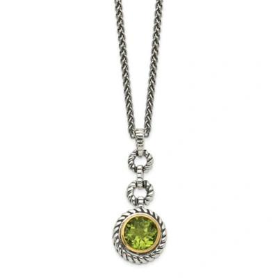Pre-owned Accessories & Jewelry Peridot Pendant 18" Necklace .925 Sterling Silver And Gold Plated Shey Couture