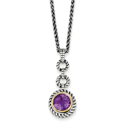Pre-owned Accessories & Jewelry Amethyst Pendant 18" Necklace .925 Sterling Silver And Gold Plated Shey Couture