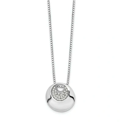 Pre-owned Accessories & Jewelry 925 Sterling Silver 0.15 Ct. Diamond Round Pendant 18" Necklace White Ice