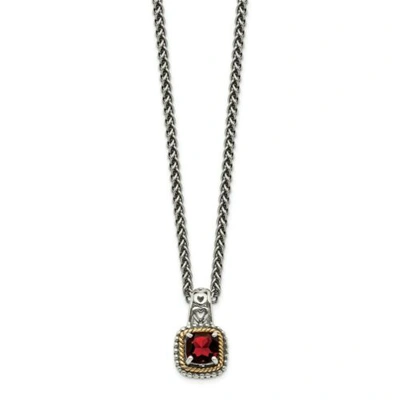 Pre-owned Accessories & Jewelry Garnet Pendant 18" Necklace Sterling Silver W/ 14k Gold Accent Shey Couture