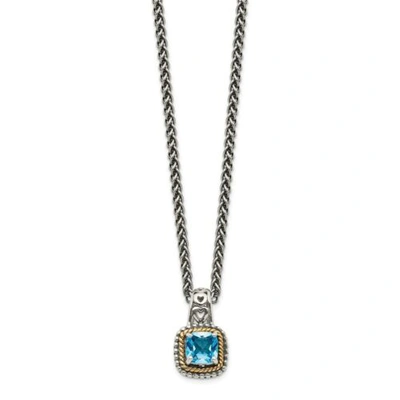 Pre-owned Accessories & Jewelry Blue Topaz Heart Charm 18" Necklace Sterling Silver 14k Gold Accent Shey Couture