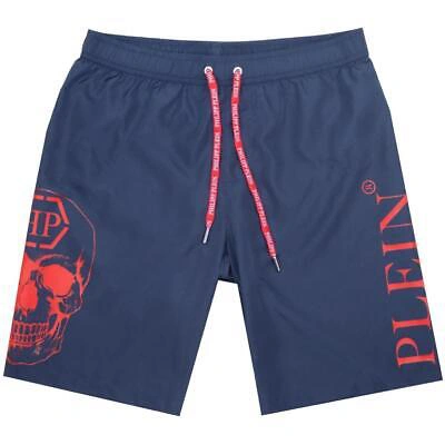 Pre-owned Philipp Plein Pp Skull Navy Blue Swim Shorts