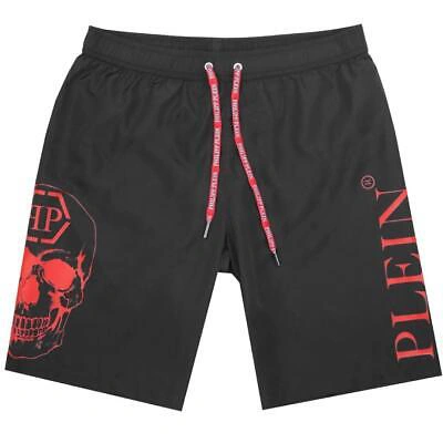 Pre-owned Philipp Plein Pp Skull Black Swim Shorts