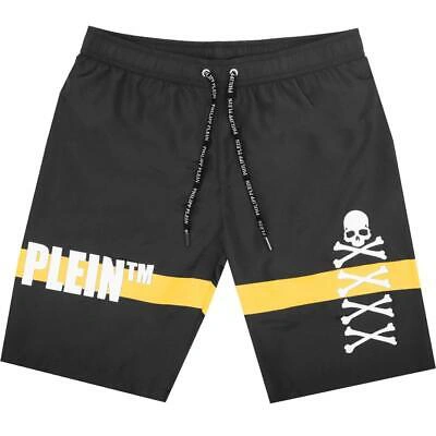 Pre-owned Philipp Plein Skull And Bones Black Swim Shorts