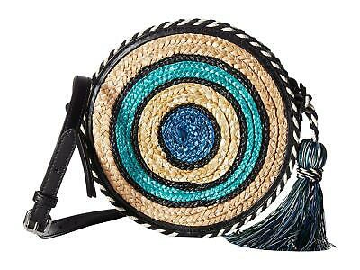 Pre-owned Rebecca Minkoff Straw Circle Crossbody Bag, Blue Multi