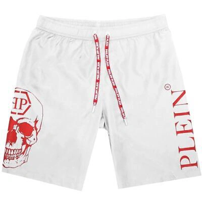 Pre-owned Philipp Plein Pp Skull White Swim Shorts