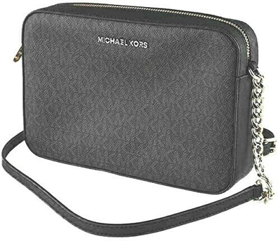 Pre-owned Michael Kors Women Pvc Leather Crossbody Messenger Bag Handbag Shoulder Black Mk