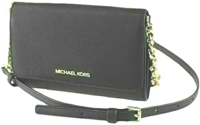 Pre-owned Michael Kors Women Crossbody Leather Handbag Bag Purse Messenger Shoulder Black