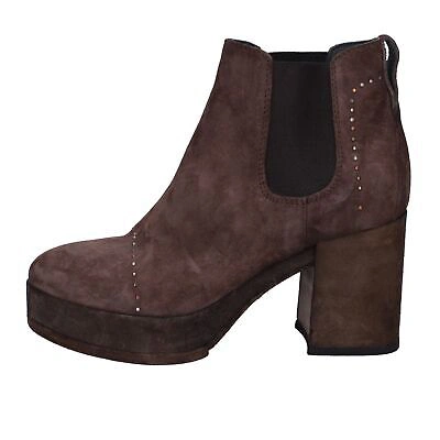 Pre-owned Moma Women's Shoes  4 (eu 37) Ankle Boots Brown Suede Bx09-37
