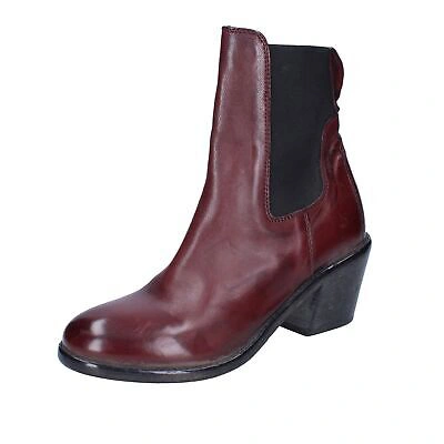 Pre-owned Moma Women's Shoes  4 (eu 37) Ankle Boots Burgundy Leather Bj219-37