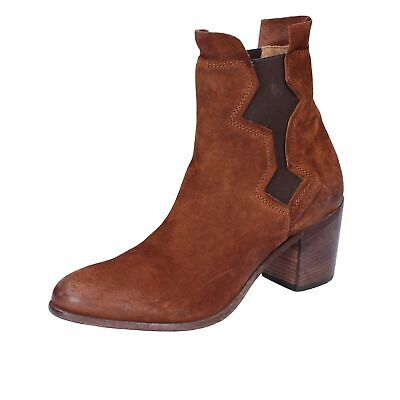Pre-owned Moma Women's Shoes  4 (eu 37) Ankle Boots Brown Suede Bk142-37