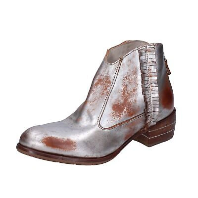 Pre-owned Moma Women's Shoes  4 (eu 37) Ankle Boots Silver Leather Br925-37