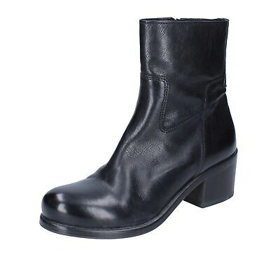 Pre-owned Moma Women's Shoes  4 (eu 37) Ankle Boots Black Leather Bg605-37
