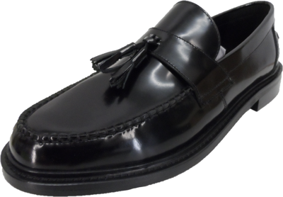 Pre-owned Delicious Junction And Trojan Mens The Duke Black Tassel Loafers