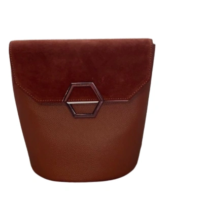 Pre-owned Ted Baker Lilly Hexagon Detail Crossbody Bucket Bag Dark Tan