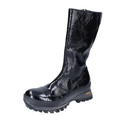 Pre-owned Moma Women's Shoes  4 (eu 37) Boots Black Patent Leather Bj214-37