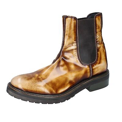 Pre-owned Moma Women's Shoes  4 (eu 37) Ankle Boots Brown Shiny Leather Bm505-37