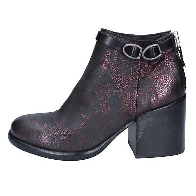 Pre-owned Moma Women's Shoes  4 (eu 37) Ankle Boots Burgundy Leather By909-37