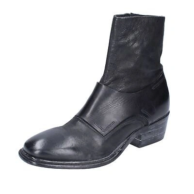 Pre-owned Moma Women's Shoes  4 (eu 37) Ankle Boots Black Leather Bg641-37