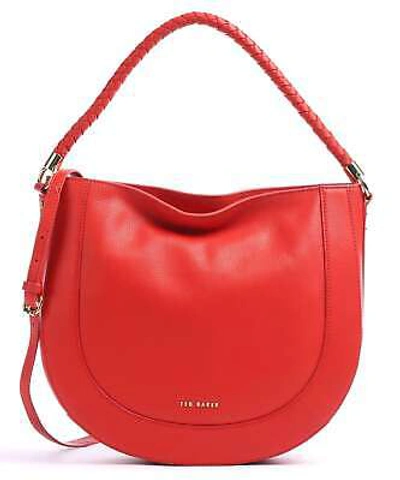 Pre-owned Ted Baker Parinna Plaited Handle Hobo Handbag Red Orange