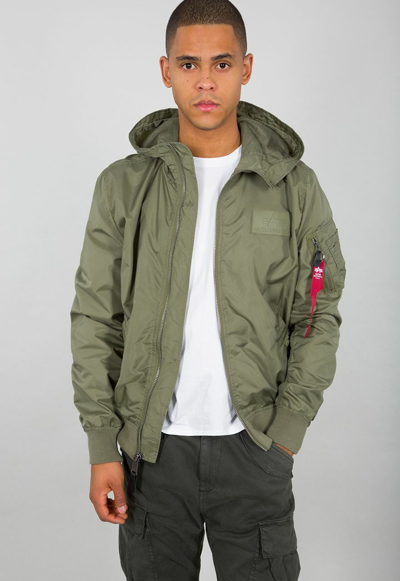 Pre-owned Alpha Industries Ma-1 Lw Hooded Jacke Olive