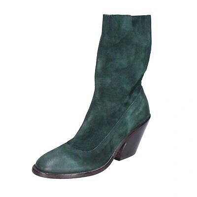 Pre-owned Moma Women's Shoes  4 (eu 37) Ankle Boots Green Suede Bh950-37