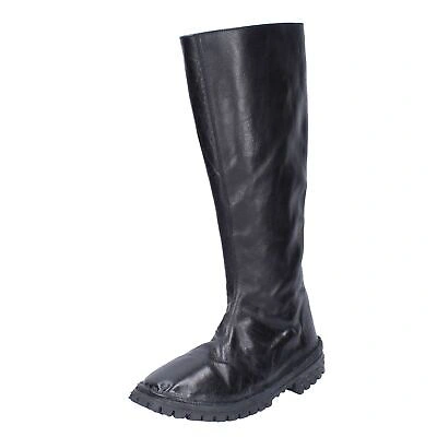 Pre-owned Moma Women's Shoes  4 (eu 37) Boots Black Leather Bh992-37