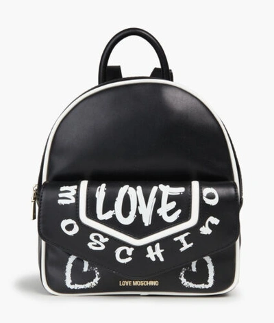Pre-owned Moschino Love  - Luxury Logo Backpack - Women - [brand New] - Black - Genuine