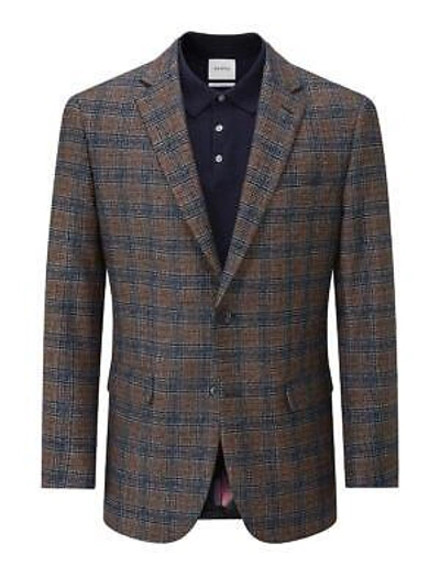 Pre-owned Skopes Mens Classic Fit Tal Cab Check Sports Jacket In Rust Navy