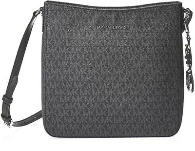 Pre-owned Michael Kors Women Lady Pvc Leather Messenger Crossbody Handbag Purse Bag Black