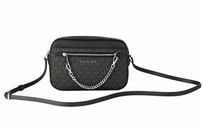 Pre-owned Michael Kors Pvc Leather Crossbody Bag Handbag Messenger Purse Shoulder Black