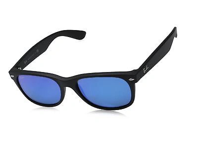 Pre-owned Ray Ban Ray-ban 2132 Wayfarer Flash Sunglasses - Black/blue Flash 55 Mm