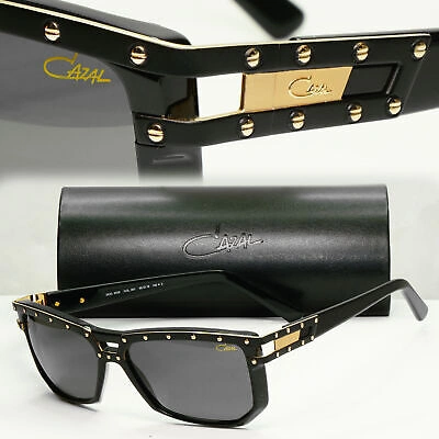 Pre-owned Cazal Black Gold Sunglasses Square Studs Mens Fashion Germany Mod 8028 Col 001