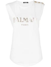 Balmain Logo Tank Top In White