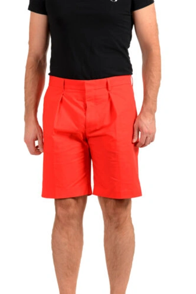 Pre-owned Hugo Boss Men's "pierce1" True Red Pleated Front Shorts Sz 30 32 34 36 R