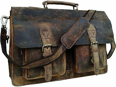 Pre-owned Cuero Retro Vintage Leather Laptop Messenger Shoulder Bag Office Satchel Briefcase