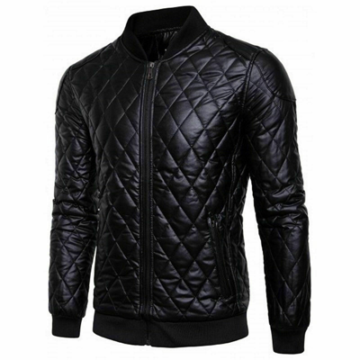 Pre-owned Noora Men's Bomber Black Leather Jacket Handmade Quilted Slim Fit Biker Jacket