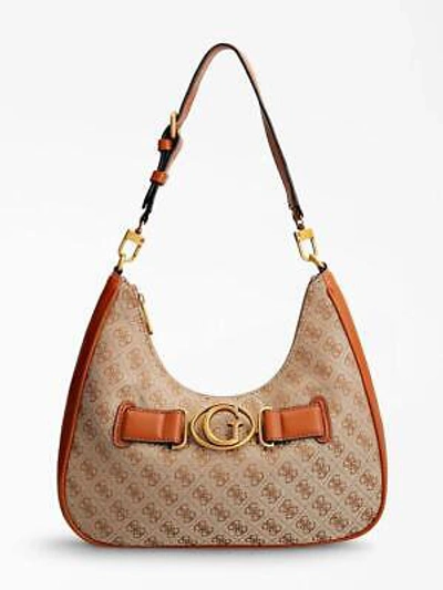 Pre-owned Guess Aviana Jb841402 Bag Half Moon Shopper Bag Milk/cognac